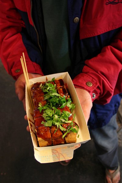 first time trying stinky tofu.. not bad... not good. I was gagging almost the whole time..