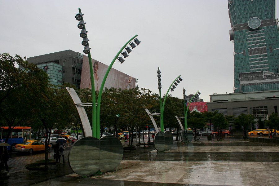 outside the taipei 101 building. they kind of remind me of those plants by a pond.